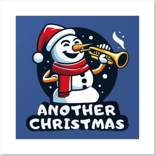 Another Christmas: Snowy Santa with Trumpet Posters and Art